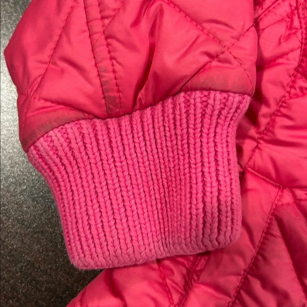 Ralph Lauren Quilted Jacket Pink Knit Collar Snap Front 3T